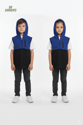 ROADWEAR Kids Black & Blue Sleeveless Zip - Up Hoodie - Smgarment's